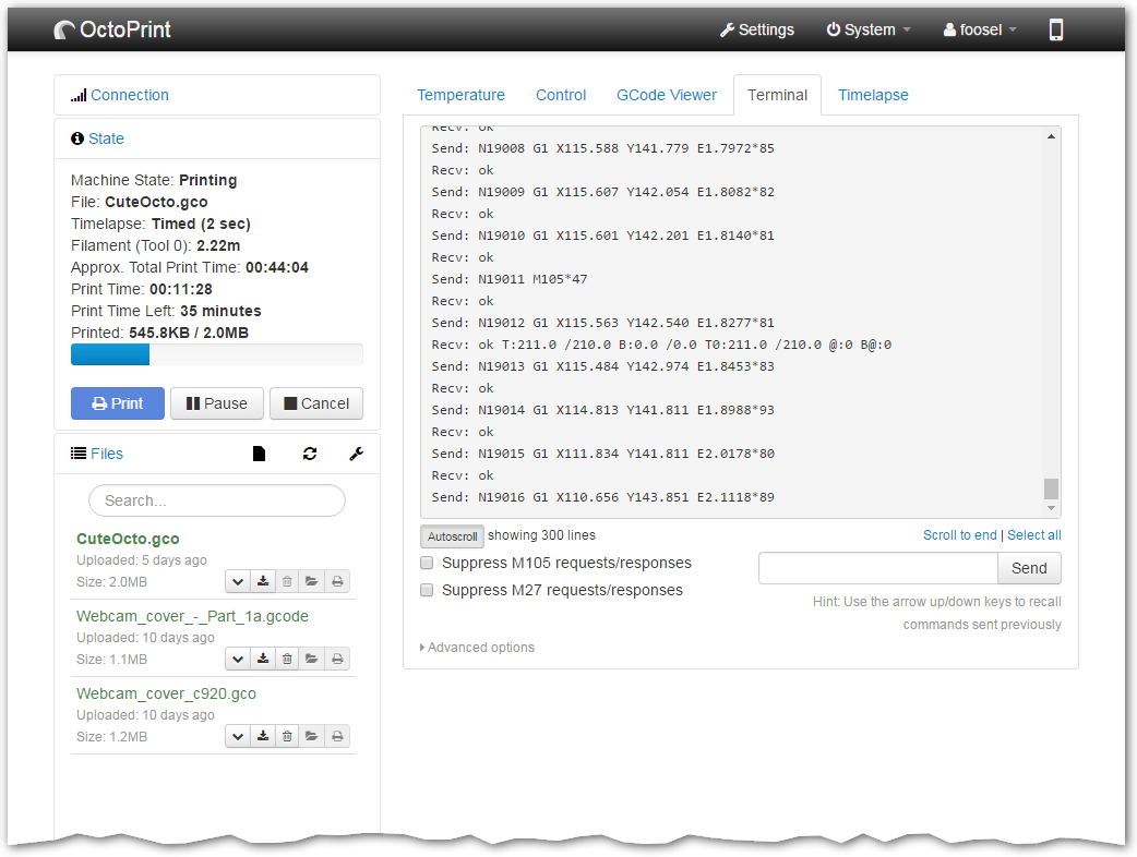 OctoPrint Screenshot 4