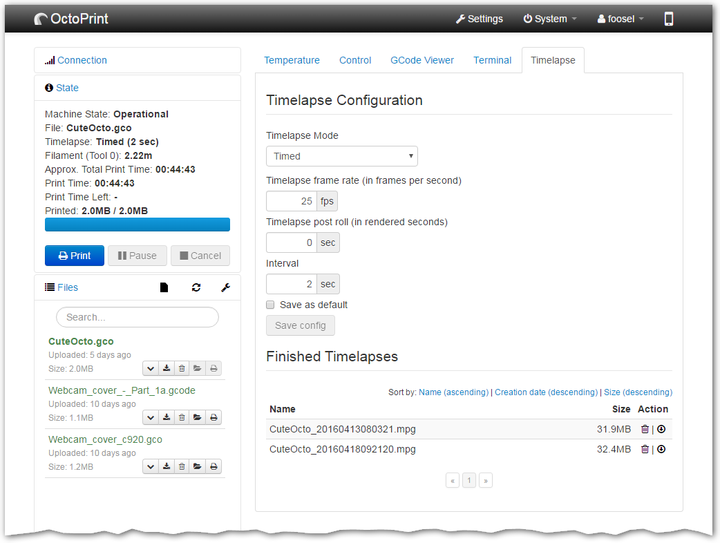 OctoPrint Screenshot 5